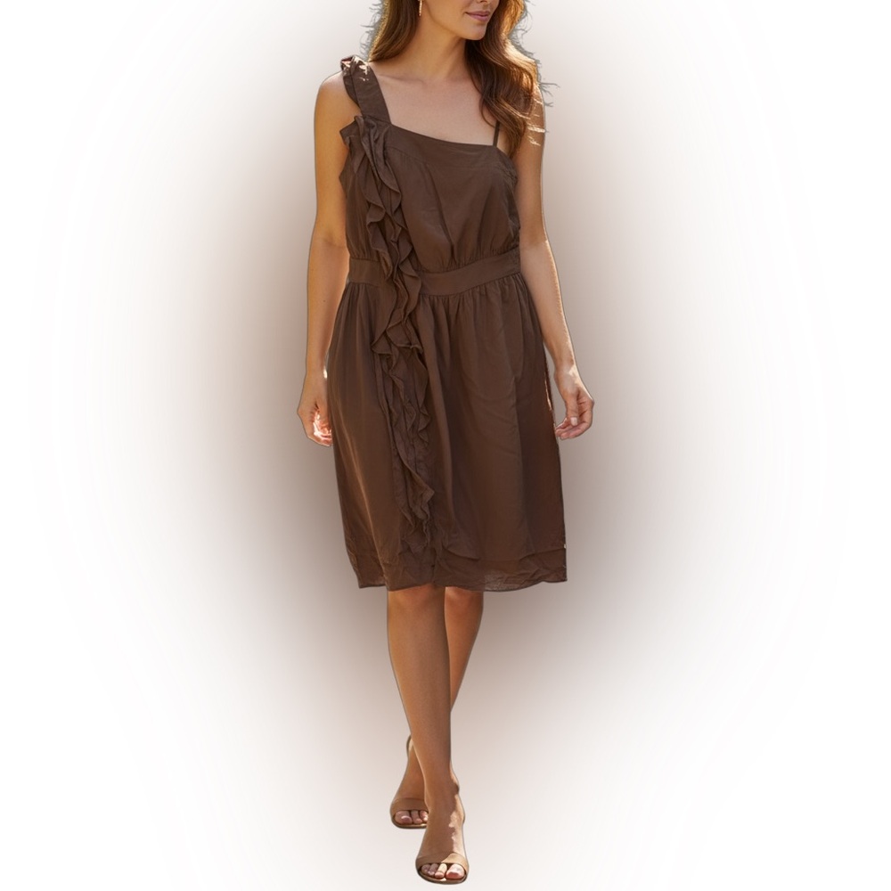 BCBGeneration Brown Dress with Ruffle Accent